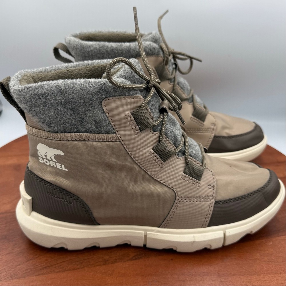 Sorel Explorer Next Carnival Waterproof Boots Womens 7.5 Tan Felt Lined Lace Up - Picture 8 of 14